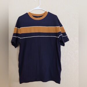 Soul star Navy and Mustard Striped Men's Shirt
